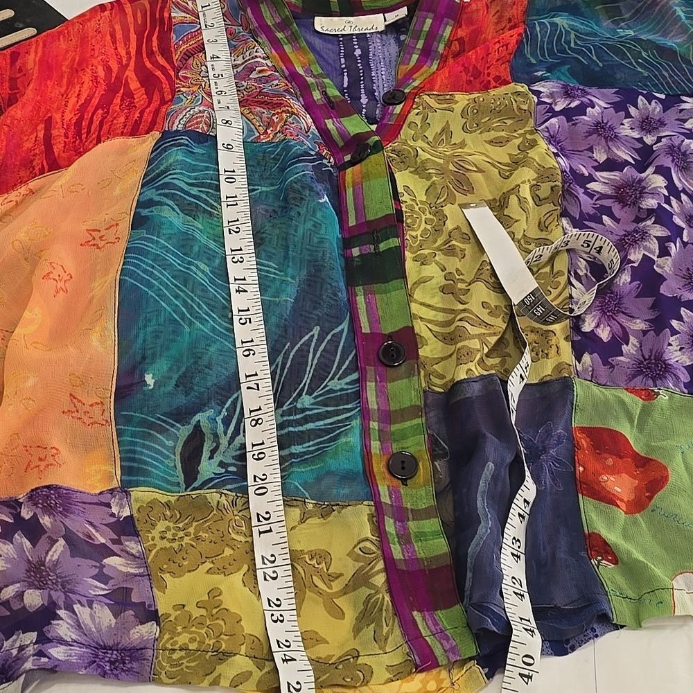 Sacred Threads PATCH PATTERN BLOUSE Size M - image 5